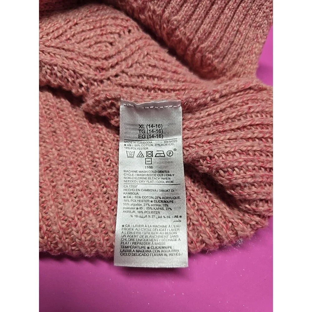 Old Navy Girls Pink Cactus Flower Sweater XL 14-18